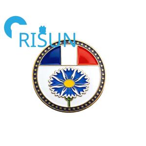 Spilla in Metallo Smaltato Personalizzata all'Ingrosso, Motivo Papavero e Fiore Blu, Gioiello Floreale, Distintivo Smaltato - Product Image 4