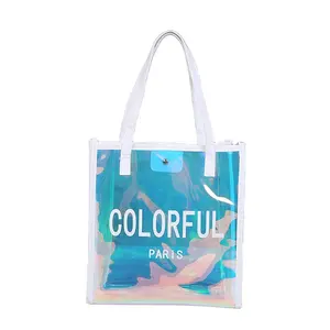 Manufacturers process PVC laser tote bags souvenirs high-value gift bags transparent plastic shopping bags