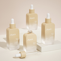 Flacons de sérum d'huile essentielle pour soins de la peau, carrés, roses, de luxe, épais, 30 ml, flacon compte-gouttes en verre cosmétique avec compte-gouttes en caoutchouc