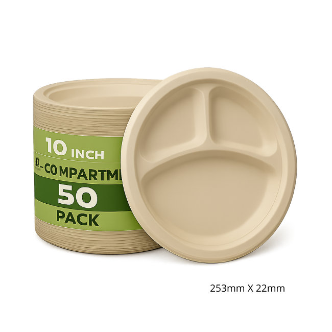 10 Inch 3 CP Plate Tableware & Products Made From Bagasse Eco-Friendly Paper Plates & Bowls Compostable tableware & chamshell