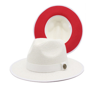 <span class=keywords><strong>2022</strong></span> extérieur femmes unisexe automne été soleil papier paille tresse Sombrero disquette fond rouge Fedora plage <span class=keywords><strong>Panama</strong></span> chapeaux de paille pour hommes - Product Image 3