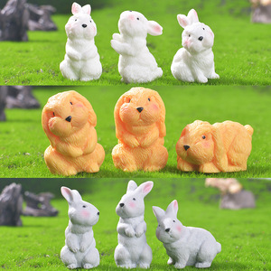 Kawaii Miniature Resin Bunny Figurine Fairy Garden Accessories <strong>Easter</strong> Holiday Supplies White Grey Yellow Animal <strong>Ornament</strong> - Product Image 1