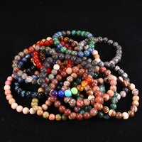 Bracelet jonc en cristal de pierres précieuses de guérison, perles rondes de 8 mm, personnalisé, pour femmes, breloques uniques faites à la main, bracelets énergétiques, vente en gros