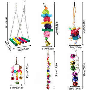 Offre Spéciale – Lot de 9 Balançoires pour Oiseaux – Matériaux Sûrs – Perchoirs Suspendus – Jouets en Bois pour Cage – Jouets à Mâcher pour Perroquets – Anneaux de Fixation - Product Image 4