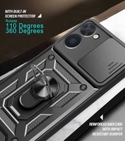 Funda deslizante a prueba de golpes para cámara OPPO Realme 10 4G 9i 8i C21Y C25Y, Armadura de anillo de Metal