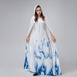 Costume de mariée fantôme pour femmes, cape avec imprimé crâne, robe longue à capuche pour tenue de fête cosplay - Product Image 2