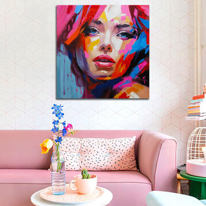 Pintura al Óleo Moderna Original Hecha a Mano, Tamaño Personalizado, Retrato de Mujer Abstracto, Decoración de Pared de Lienzo Personalizada con Marco de Madera - Product Image 6