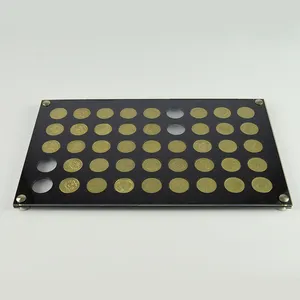 Caja de acrílico plana personalizada con 45 agujeros para monedas, bandeja de exhibición para monedas