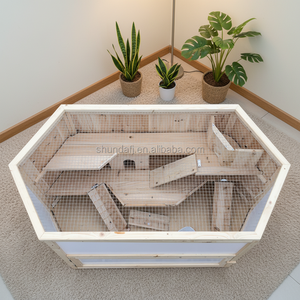 Casa Multifuncional de Madera Natural Transpirable y Ecológica para Mascotas Pequeñas (Hámster y Conejillo de Indias) para Uso Interior/Exterior - Product Image 3