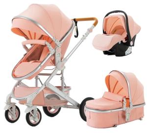 Siège <span class=keywords><strong>auto</strong></span> poussette pour enfants de 3 ans, en lin, quatre roues, pliable, absorption des chocs, cadre en alliage d'aluminium, capacité de charge de 20 kg - Product Image 3