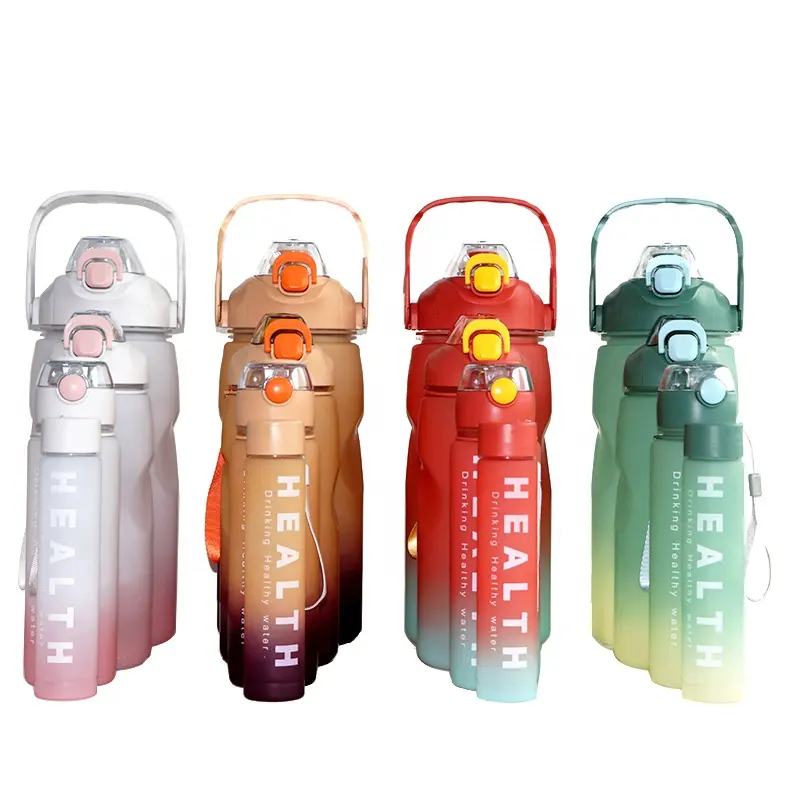 3.3L /1.5L/0.7L/0.3L motivational water bottle four piece set,popular Gradient color garrafas de gua 4pecas custom logo