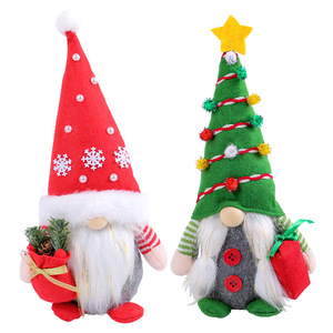 1PC créatif debout sans visage vieux Homo Sapiens nanisme poupée noël rouge vert cadeau-tenant pointu chapeau décoration - Product Image 1
