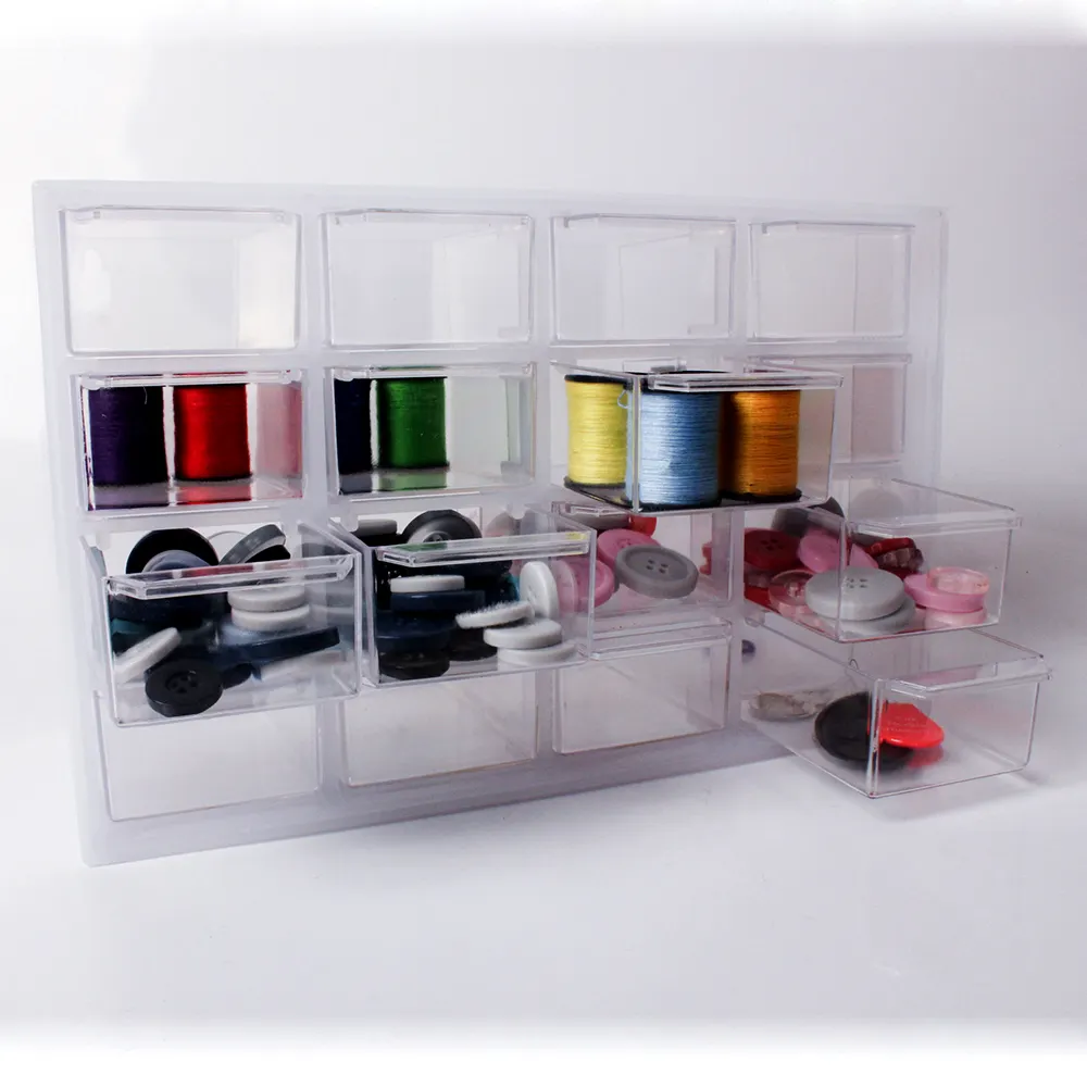 29625 16 grilles multifonction perles organisateur tiroir en plastique boîte de rangement de bureau pour artisanat couture art fournitures