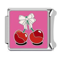 Nouveau Bracelet à Breloques Italien en Acier Inoxydable, Design Exquis et Tendance Fruits Cerise Fraise, Accessoires Modulables Élégants pour DIY