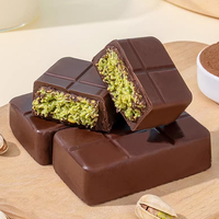 Prix d'usine en gros, chocolat de Dubaï, chocolat noir 70g avec garniture à la confiture de pistache, barre de chocolat 200g