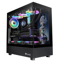 PC Case Full Tower ATX Gaming Computer Desktop with LCD Screen Computer Cases & Towers Glass PC Chassis Casing