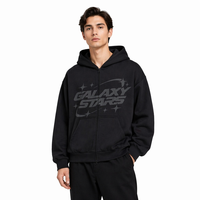 Sudadera con capucha Black Galaxy Stars con cremallera completa para hombre, de forro polar, con bolsillos frontales