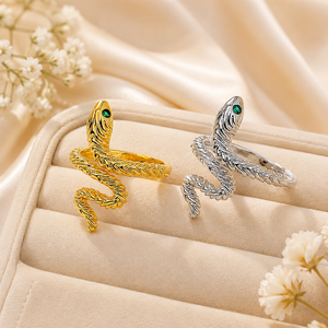 Anello regolabile a forma di serpente, gioiello unisex dal design alla moda per l'uso quotidiano - Product Image 3