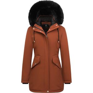 เสื้อโค้ทกันหนาวผู้หญิงโมเอร์เดงแบบยาวบุขนแกะหนาพร้อมฮู้ดถอดได้กันลม - Product Image 3