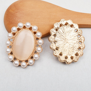 Grosir Batu Opal Mutiara Oval <span class=keywords><strong>2.3</strong></span>*2.8cm dengan Alas Logam, Rhinestone Datar untuk Dijahit pada Jepit Rambut - Product Image 2
