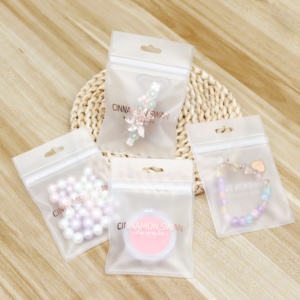 Sac à fermeture éclair blanc givré personnalisé, pochette à fermeture éclair, emballage cadeau pour boucles d'oreilles, bijoux, bracelet, bague, sac d'emballage en plastique pour boucles d'oreilles - Product Image 1