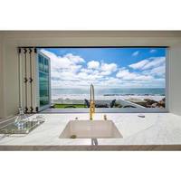 Ventana Corredera Horizontal de Doble Acristalamiento con Diseño Moderno, Insonorizada, de Aleación de Aluminio y Acero Inoxidable, con Pantalla Enrollable, para Uso en Hoteles