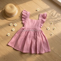 Robe d'été en coton pour fille, style parfumé, type A, avec poignets en dentelle et motifs doux, idéale pour l'export.