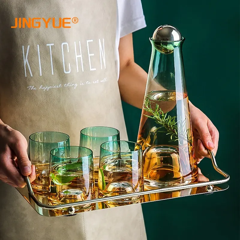 1100ml Creative Instagram Bestseller Farbiger Glas getränk Wasserkrug mit Glasset für Wein Bourbon und Whisky