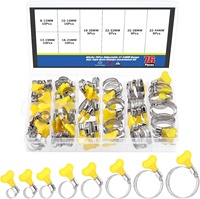 Kit d'assortiment de 76 colliers de serrage réglables de 8 à 44 mm, type clé, en acier inoxydable, à vis sans fin, avec poignée en plastique