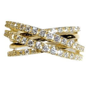 Anello a strati con cristalli incrociati per donna, accessorio minimalista ed elegante per l'uso quotidiano - Product Image 5