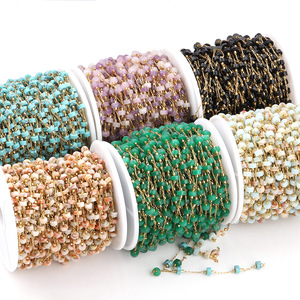 Cadena de Cuentas de Piedra Natural y Acero Inoxidable, 6 Colores, Suministros para Hacer Joyería Hechos a Mano, Cuentas de Semillas de Estilo Chino Tradicional - Product Image 2
