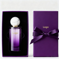Flacon de parfum cylindrique transparent de luxe personnalisé, vide, 30 ml, 50 ml, 100 ml, avec couvercle sphérique et emballage en boîte