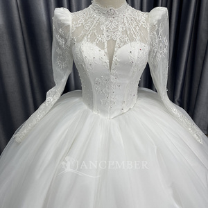 Robe de mariée élégante, robe de mariée ornée de fleurs, Vestidos De Novias, robe de soirée en dentelle à sequins et perles, Nigéria Lscm04 Jancember - Product Image 5