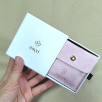 Boîte à bijoux en carton rose avec logo personnalisé, petit format, pour bagues, avec sac à bijoux imprimé du logo