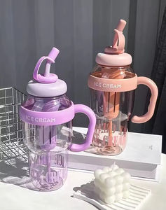 Bouteille d'eau en plastique de 1300 ml avec paille, grande capacité, pour étudiants, idéale pour l'été et les activités de plein air, avec infuseur pour boissons glacées - Product Image 4