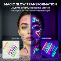 Stylo de maquillage double pointe double couleur UV qui brille dans le noir pour le visage et le corps, marqueur lavable pour Halloween, fête, DIY, art graffiti