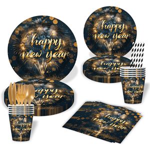 Set di Stoviglie per Festa di Compleanno a Tema Capodanno <span class=keywords><strong>2026</strong></span>, Bicchieri di Carta, Piatti, Tovaglioli e Decorazioni da Tavola per Felice Anno Nuovo - Product Image 4