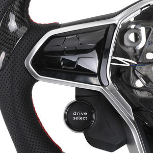 Volant en cuir semi-perforé avec bouton de démarrage, en fibre de carbone et LED pour VW Volkswagen <span class=keywords><strong>Golf</strong></span> R 6 7 7.5 8 MK8 MK7 8R Gti <span class=keywords><strong>Gtd</strong></span> - Product Image 3