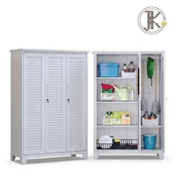 Armoire de rangement d'outils en acier verrouillable, casier utilitaire en métal robuste avec panneau perforé et étagères pour garage, jardin et sous-sol