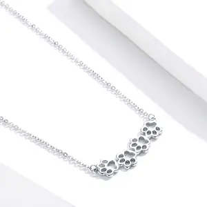 Fijne Nieuwe Ontwerp Sieraden 925 Sterling Zilver Hond En Kat Poot Ketting Chocker