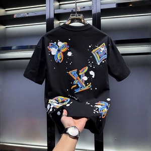 Camiseta deportiva informal de verano para hombre, 100% algodón, manga corta, estampada con serigrafía, estilo L V, holgada y a la moda, al por mayor. - Product Image 5
