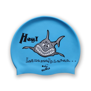 Cartoon Shark Silicone Swimming Cap Kids Spiderman Flowers Children Swimming Cap