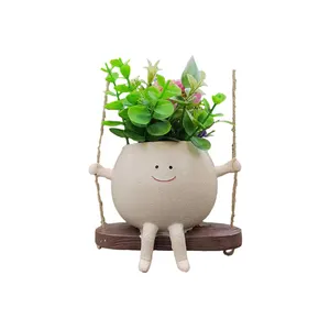 2024 New Product resin Cute hanging pot for plants Creative Garden Decoration with Drainage flowerpot wall resinhandicraft