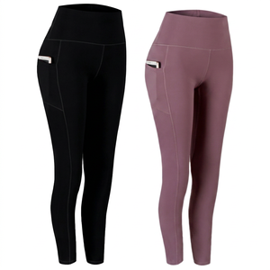 High Waist Women Leggings Full Length Solid Color Stretch Breathable Quick Dry <b>Tummy</b> <b>Control</b> Sporty Yoga Pants Keep Warm Pockets - Product Image 1
