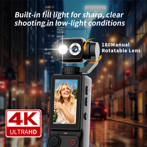 Caméra d'<span class=keywords><strong>action</strong></span> portable de poche 4K pour vlogging avec écran tactile 180° °   Caméras vidéo sportives avec objectif rotatif, carte 32 Go et éclairage d'appoint - Product Image 5