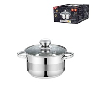 Batterie de cuisine commerciale de haute qualité marmite de cuisine marmite épaissie en acier inoxydable marmite à soupe avec couvercle en verre