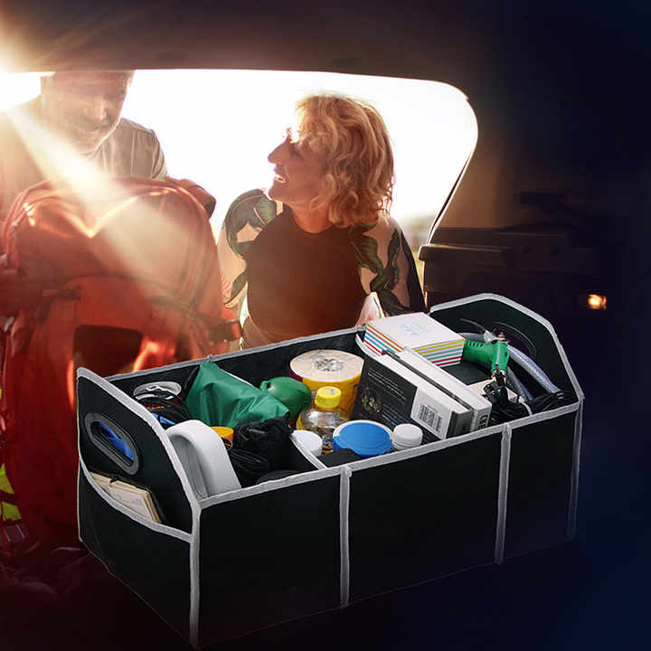 Large-Capacity Home Car Seat Organizer Trash Bin AUTO Trunk Cargo Collapsible Storage Box Black Folding Non-Woven Car Organizers