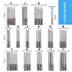 50PCS <b>Screwdriver</b> <b>Bit</b> <b>Set</b> Long Magnetic <b>Bits</b> Slot Hex U Type Security for Power Drill 50-piece <b>Set</b> Extended <b>Bit</b> Screwdr - Product Image 2