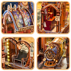 Tonecheer Wholesale <span class=keywords><strong>Magic</strong></span> Platform Detachable Train LED Wood Book Nook Bookshelf Decor for Offline Gift Book Toy Chain Stores - Product Image 3
