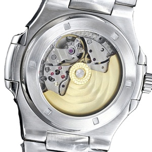 Reloj Mecánico Automático de Lujo para Hombre, Caja en Forma de Almohada, Correa de Acero Inoxidable, Bisel con Gemas Rojas, Esfera Luminosa con Diamantes - Product Image 5